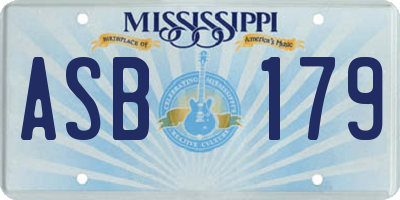 MS license plate ASB179