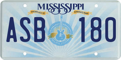 MS license plate ASB180