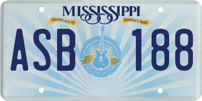 MS license plate ASB188