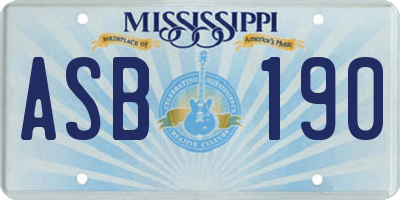 MS license plate ASB190