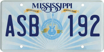 MS license plate ASB192