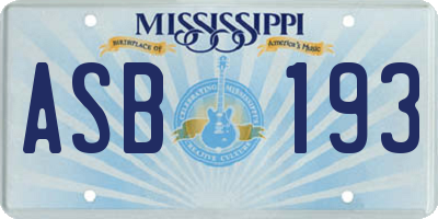 MS license plate ASB193