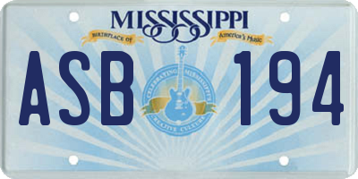 MS license plate ASB194