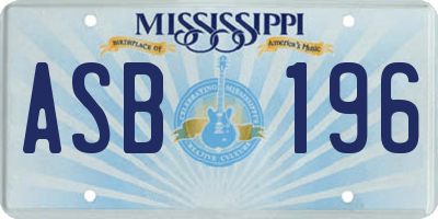 MS license plate ASB196