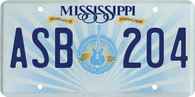 MS license plate ASB204
