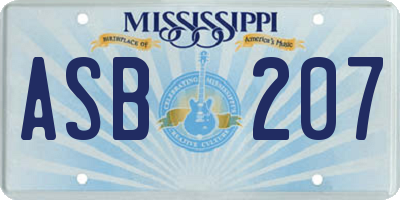 MS license plate ASB207