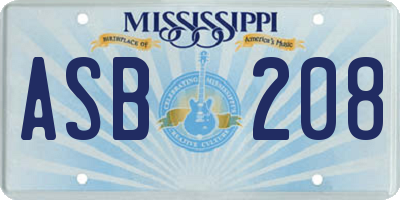 MS license plate ASB208