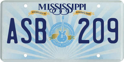 MS license plate ASB209