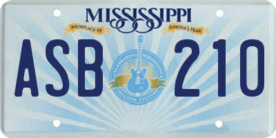 MS license plate ASB210
