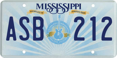 MS license plate ASB212