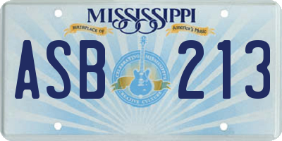 MS license plate ASB213