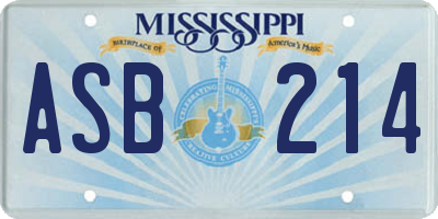 MS license plate ASB214