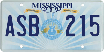MS license plate ASB215