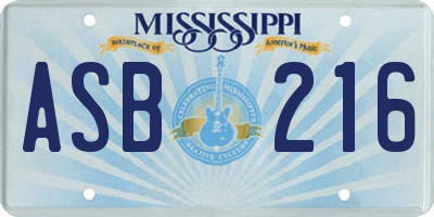 MS license plate ASB216