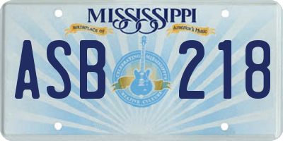 MS license plate ASB218