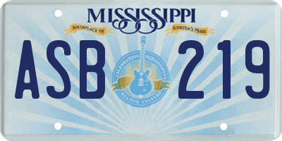 MS license plate ASB219