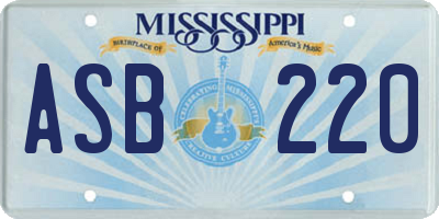 MS license plate ASB220