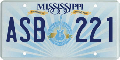 MS license plate ASB221