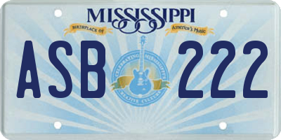 MS license plate ASB222
