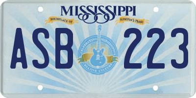 MS license plate ASB223