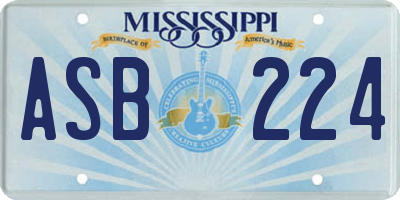MS license plate ASB224