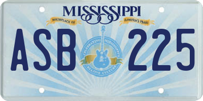 MS license plate ASB225