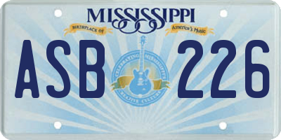 MS license plate ASB226