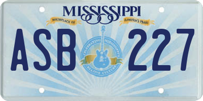 MS license plate ASB227