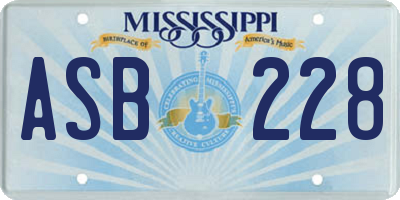 MS license plate ASB228