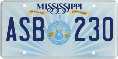 MS license plate ASB230
