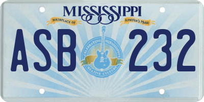 MS license plate ASB232