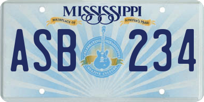 MS license plate ASB234