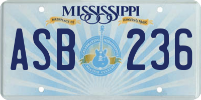 MS license plate ASB236