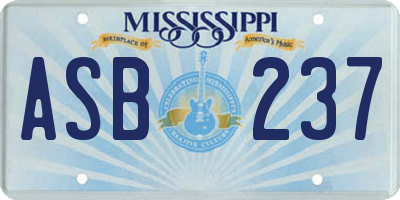 MS license plate ASB237