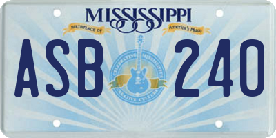MS license plate ASB240