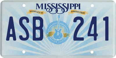 MS license plate ASB241