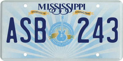 MS license plate ASB243