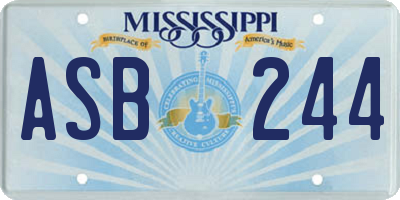MS license plate ASB244