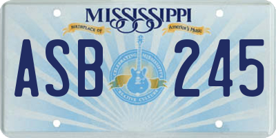 MS license plate ASB245