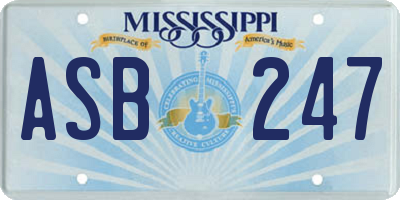 MS license plate ASB247