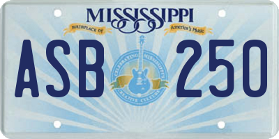 MS license plate ASB250