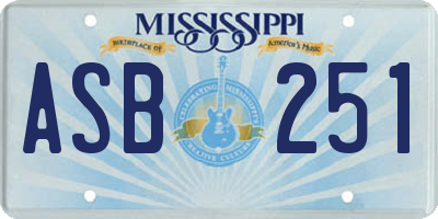 MS license plate ASB251