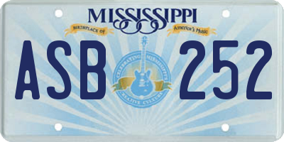 MS license plate ASB252