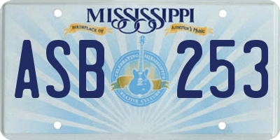 MS license plate ASB253