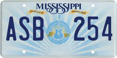 MS license plate ASB254