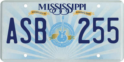 MS license plate ASB255