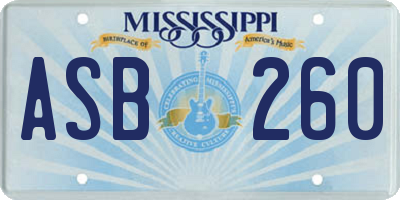 MS license plate ASB260