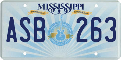 MS license plate ASB263