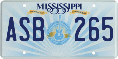 MS license plate ASB265