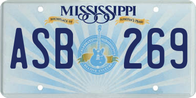 MS license plate ASB269
